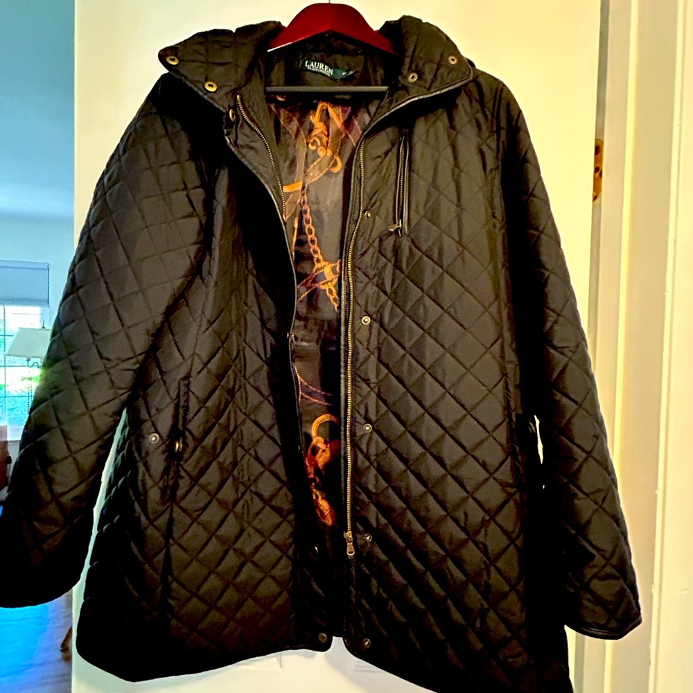 Lauren Ralph Lauren Petite Quilted, Hooded Rain Coat